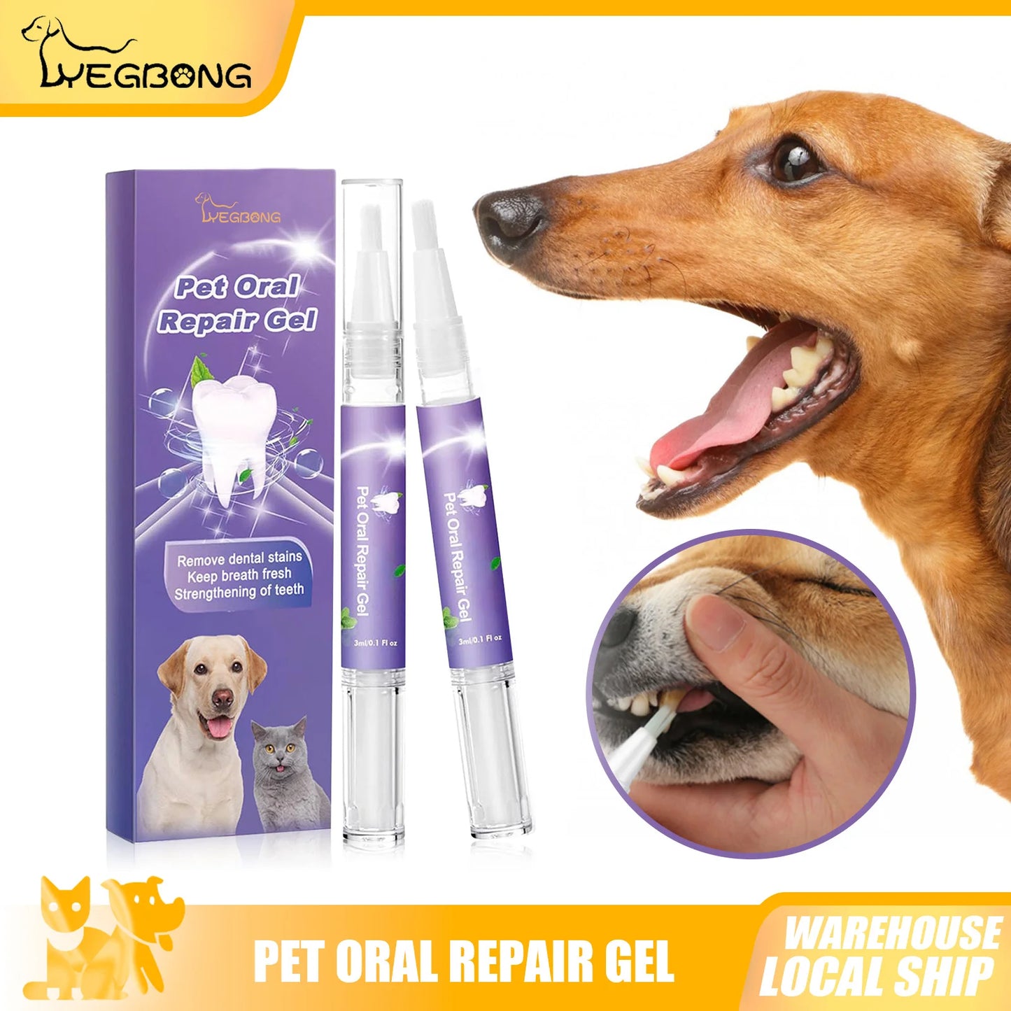 Pet Oral Repair Gel Pen for Cats Dogs Dental Stain Cleaning Grooming Tartar Control Soothes Gums Freshen Breath Pet Supplies