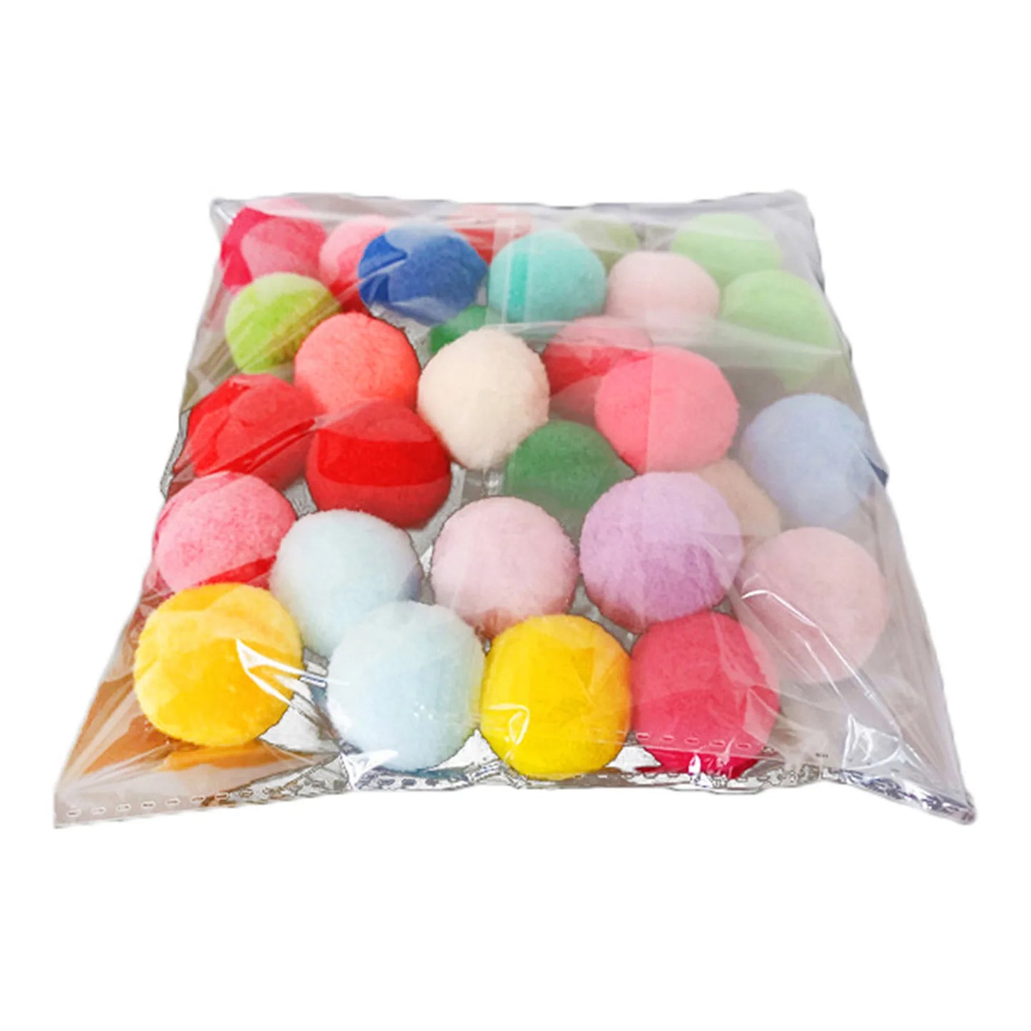 30Pcs 1.6"/4cm Cat Toy Balls Bulk Soft Kitten Pompon Toy Indoor Cats Interactive Play Training Toy Plush Balls Cats Favorite Toy