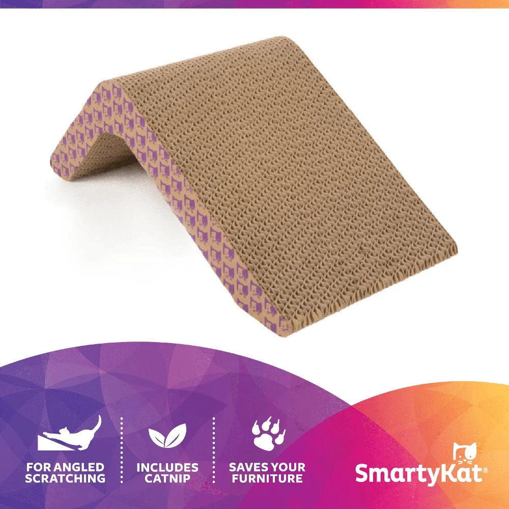 Angled Corrugated Cat Scratcher with Catnip Infusion Sustainable Material Healthy Claw Maintenance Ideal Cats and Kittens