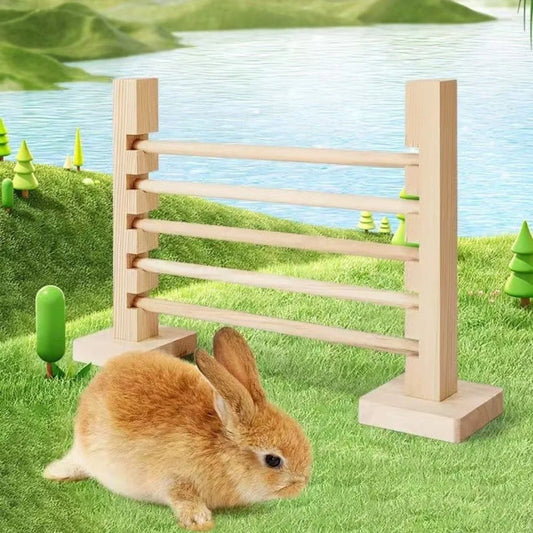 New Wooden Rabbit Jump Bar Easy to Install Adjustable Height Pet Training Games Interactive Pet Exercise Toy Small Pet Supplies