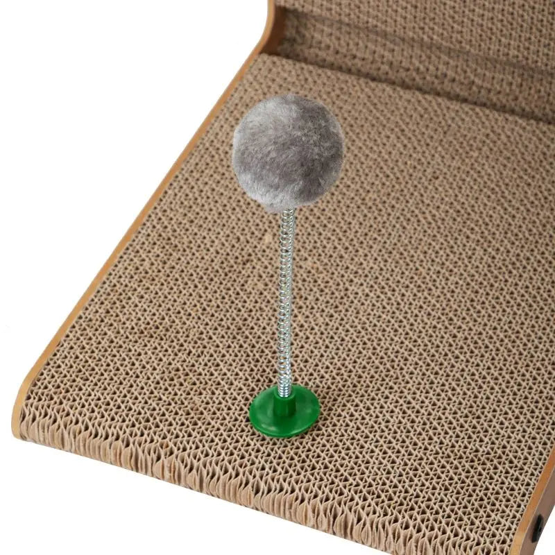 L Shaped Cat Scratcher with Play Ball Durable Scratching Board for Indoor Cats Interactive Hanging Toy Space Saving