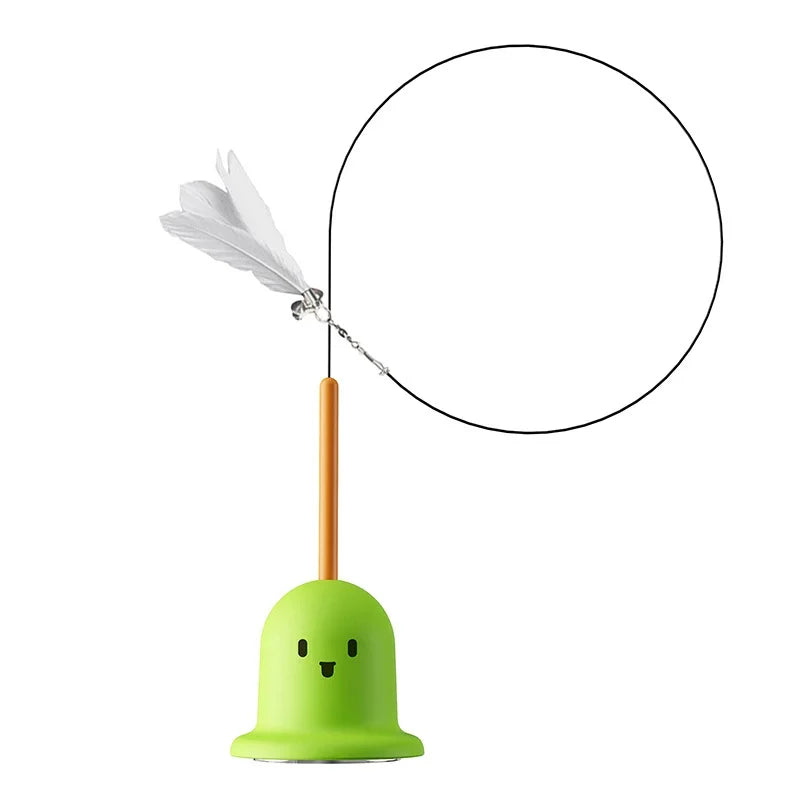 Cat Toy Teaser Rod with Suction Cup Self - entertaining Feather Pet Toy with Bell Long Pole Interactive and Bite - Resistant