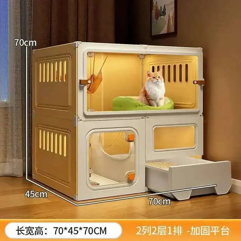 Luxury Cat Cage Cats Litter Box Integrated Cat House Modern Minimalist Large Free Space Household Indoor Cages for Cats