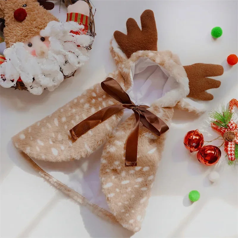 Pet Christmas Apparel Elk Cloak Dog Cat Warm Clothing Easy To Wear Clothes Hat Decorate Puppy Kitten Cape Pets Dress Up Winter
