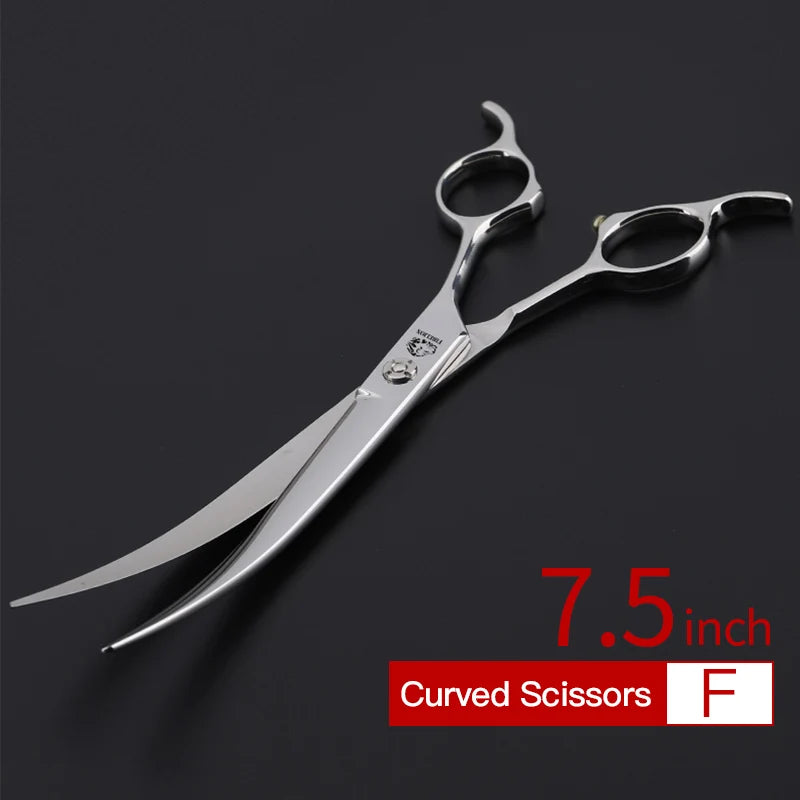 Pet Grooming Scissors FIRELION 7.0/7.5/8.0 Inch 440c Steel Professional Dog Grooming Shears Animal Curved Scissors for Dogs Hair