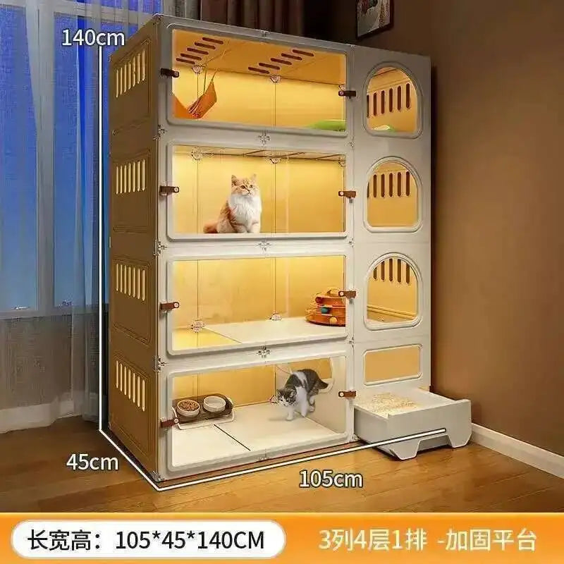 Luxury Cat Cage Cats Litter Box Integrated Cat House Modern Minimalist Large Free Space Household Indoor Cages for Cats