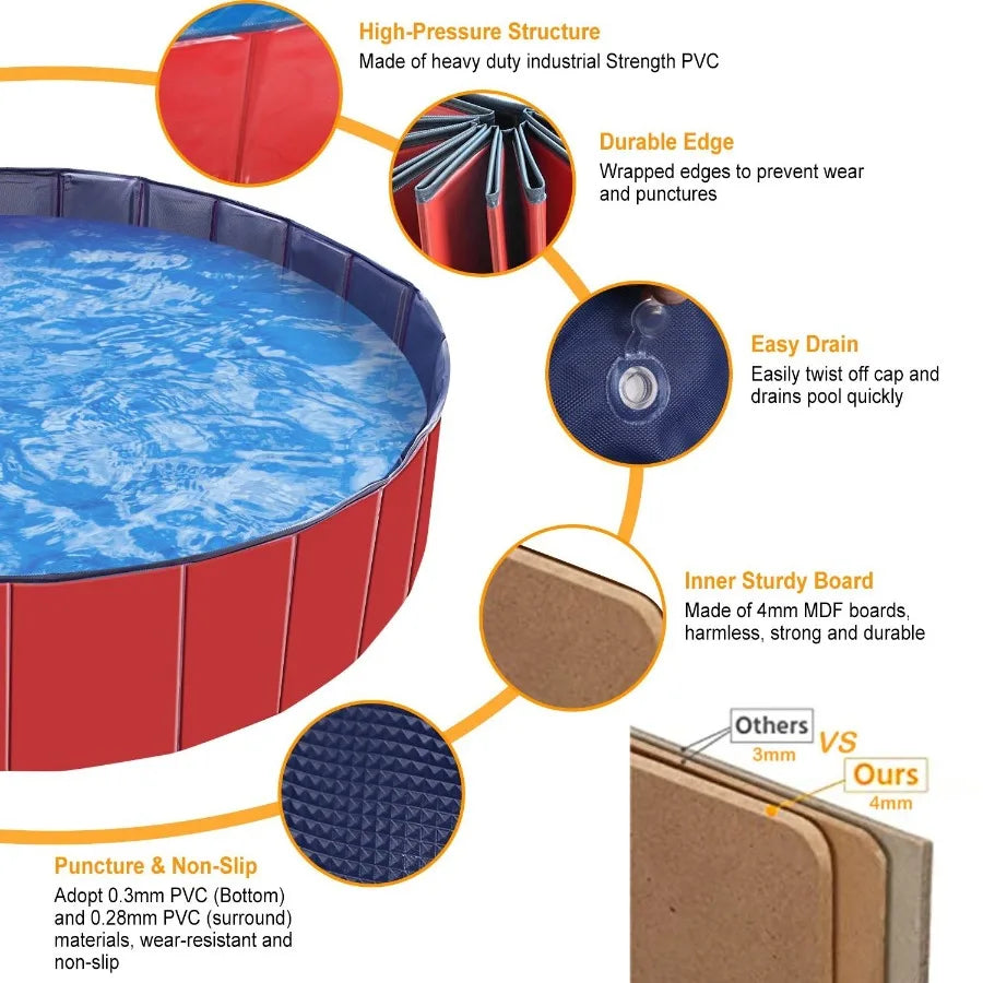 Foldable Pet Swimming Pool PVC Kiddie Baby Dog Swim Pool Bathing Tub Playmat Pools
