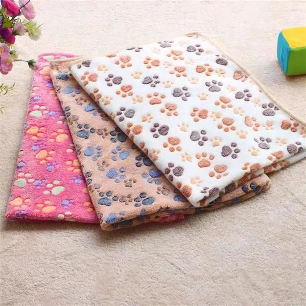 Dog Blanket Washable Fuzzy Soft Pet Mat Throw Cover for Kennel Crate Bed Cute Paw Pattern Puppy Cat Bed Blanket Mat Pet Blankets