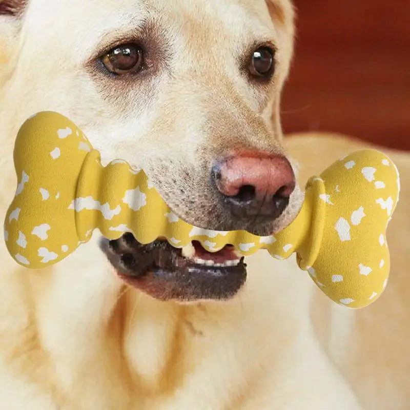 Rubber Dog Toys Bite-Resistant Chewing Bone Balls Chewing Interactive Fetch Throw Toys Vibrant Colors Teeth Cleaning And