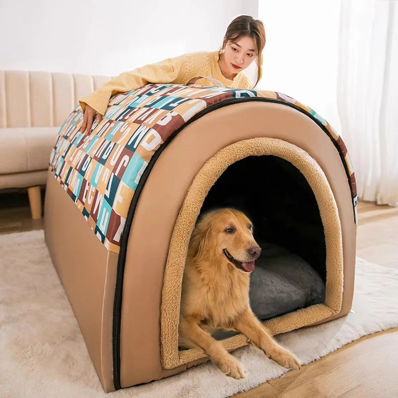2024 New Dog Kennel Winter Warm Large Dog Oversized Dog House House Closed Winter Removable Golden Pet Four Seasons Use