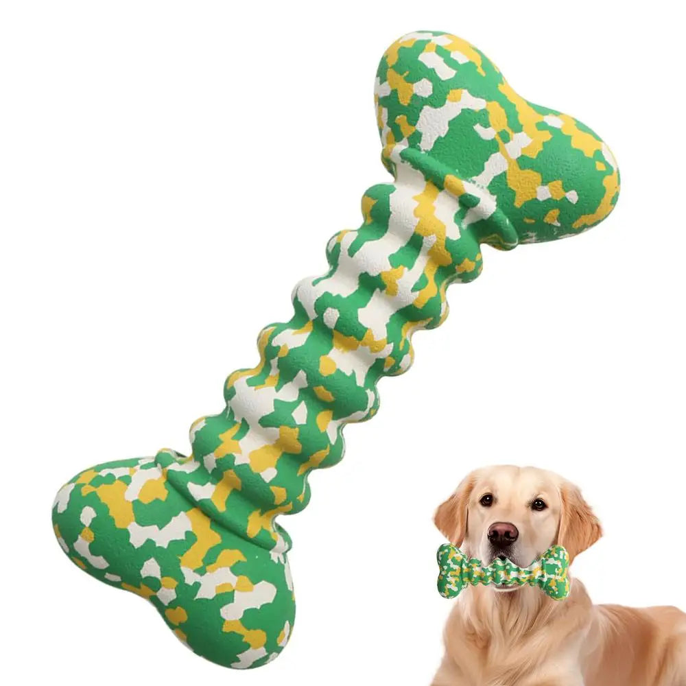 Rubber Dog Toys Bite-Resistant Chewing Bone Balls Chewing Interactive Fetch Throw Toys Vibrant Colors Teeth Cleaning And
