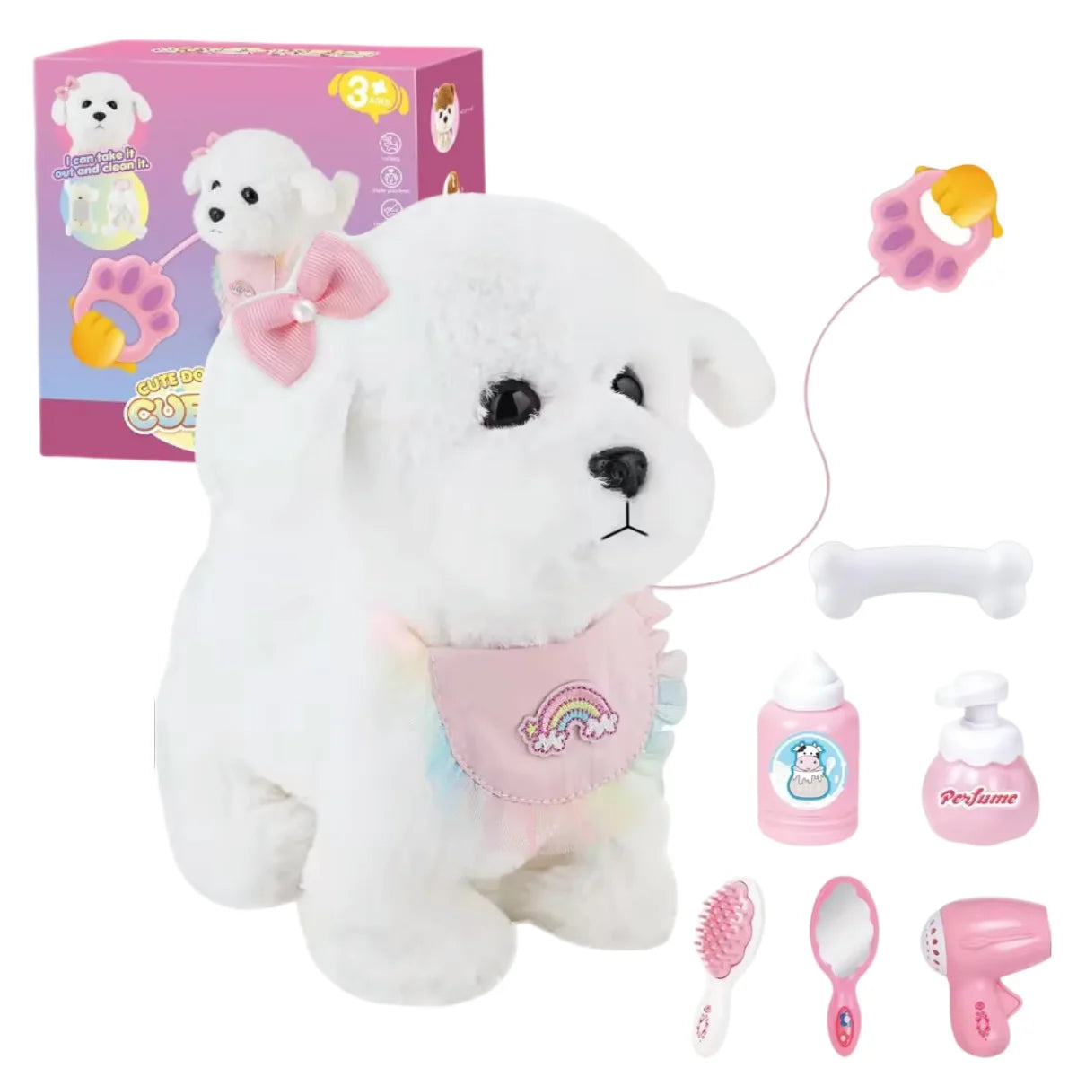 Interactive Stuffed Puppy Toys That Walk&Bark, Walking Dog Toy for Kids with Leash, Remote Control, Girls&Boys Aged 3+ GIFT