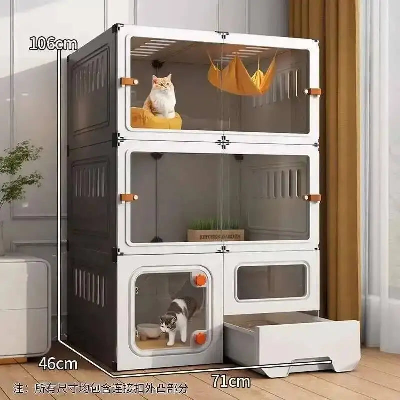 Luxury Cat Cage Cats Litter Box Integrated Cat House Modern Minimalist Large Free Space Household Indoor Cages for Cats