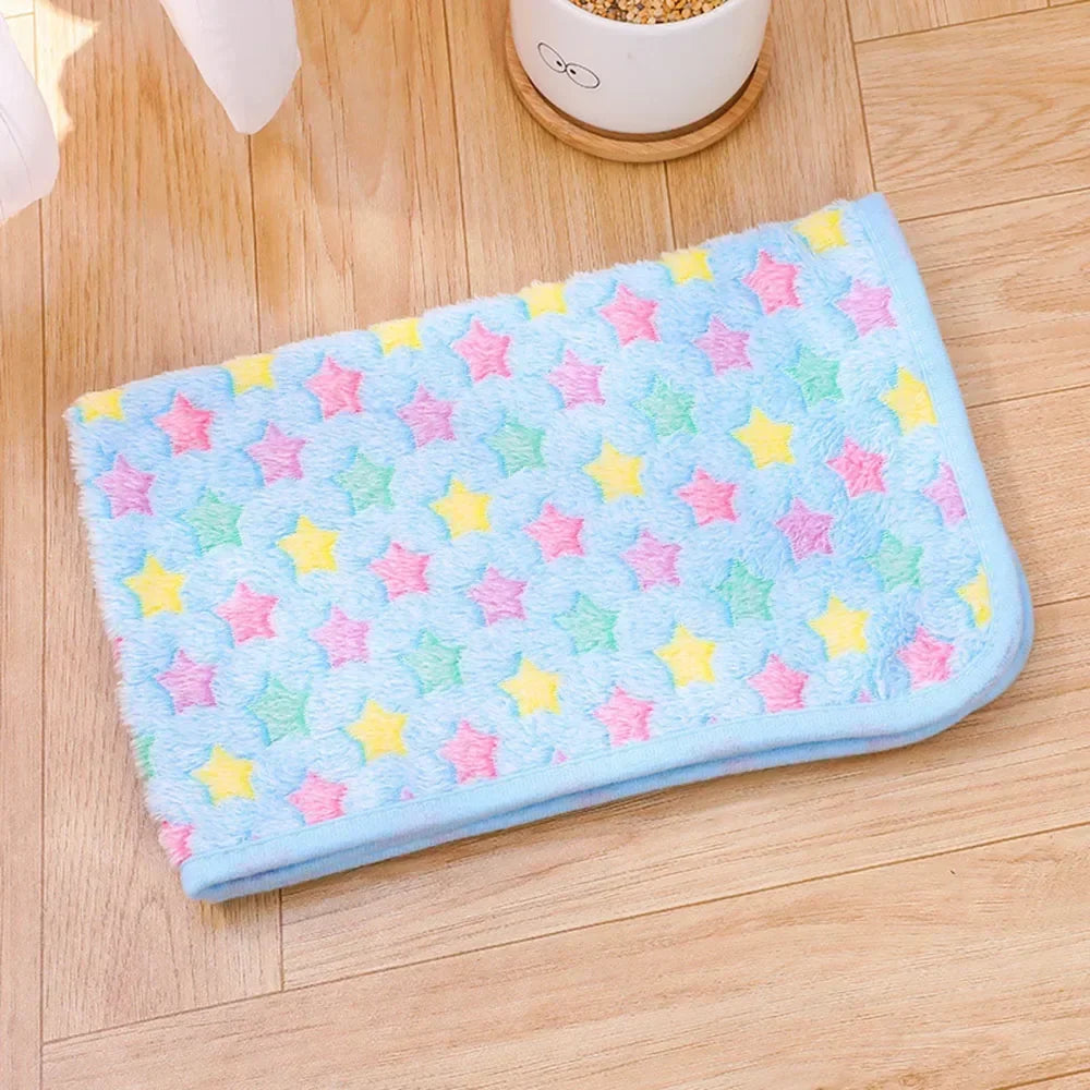 Dog Blanket Washable Fuzzy Soft Pet Mat Throw Cover for Kennel Crate Bed Cute Paw Pattern Puppy Cat Bed Blanket Mat Pet Blankets