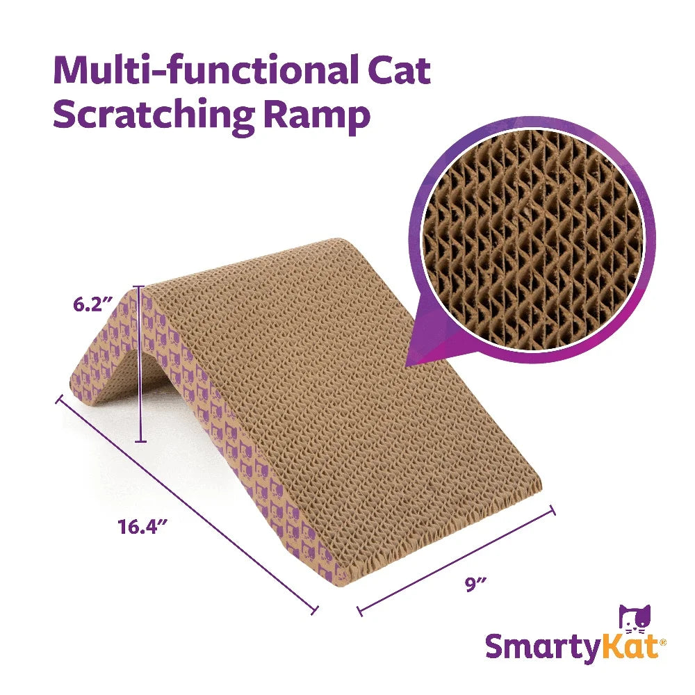 Angled Corrugated Cat Scratcher with Catnip Infusion Sustainable Material Healthy Claw Maintenance Ideal Cats and Kittens