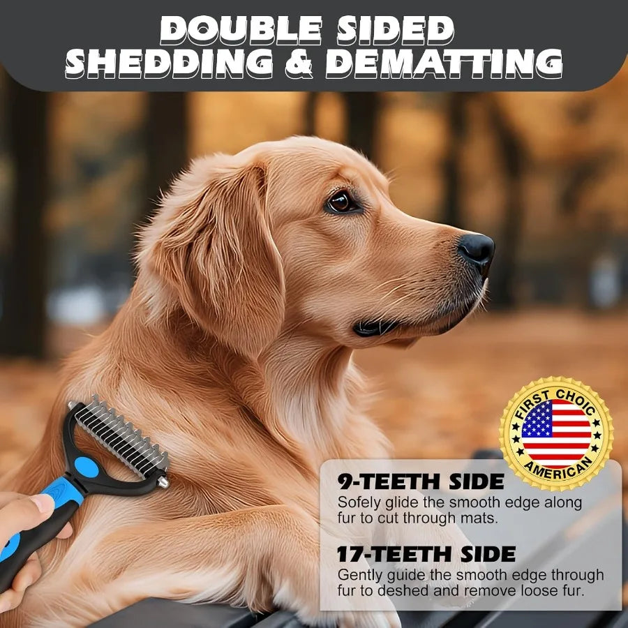 3PCS Pet Grooming Rake Metal Comb Bath Brush for Dogs and Cats DoubleSided Dematting Tool ExtraWide Deshedding Dog Brush for Lo