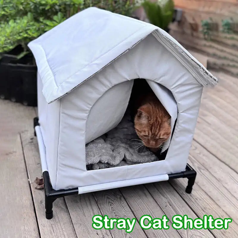 Outdoor Cat House New Weatherproof Outside Cat House Winter Warm Pet Cave Sleeping Beds for Small Dog Puppy Warm Shelter