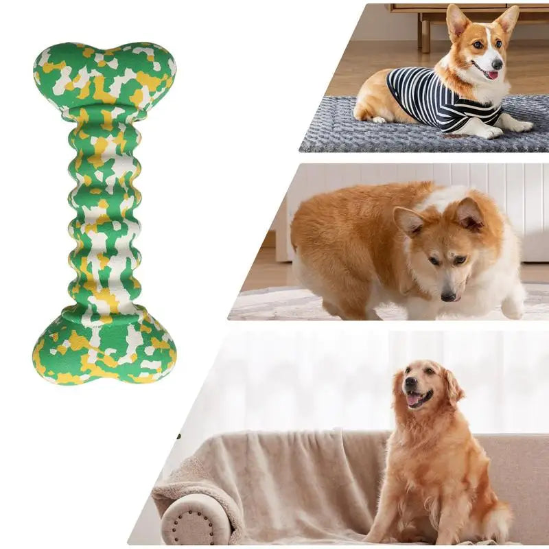 Rubber Dog Toys Bite-Resistant Chewing Bone Balls Chewing Interactive Fetch Throw Toys Vibrant Colors Teeth Cleaning And
