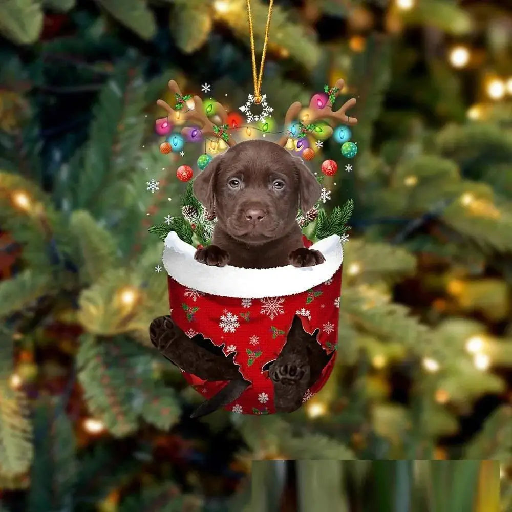 Christmas Cute Puppy Dog Shell Hanging Pendants Xmas Tree Drop Ornament Merry Chriatma Home Decor Happy New Year 2024