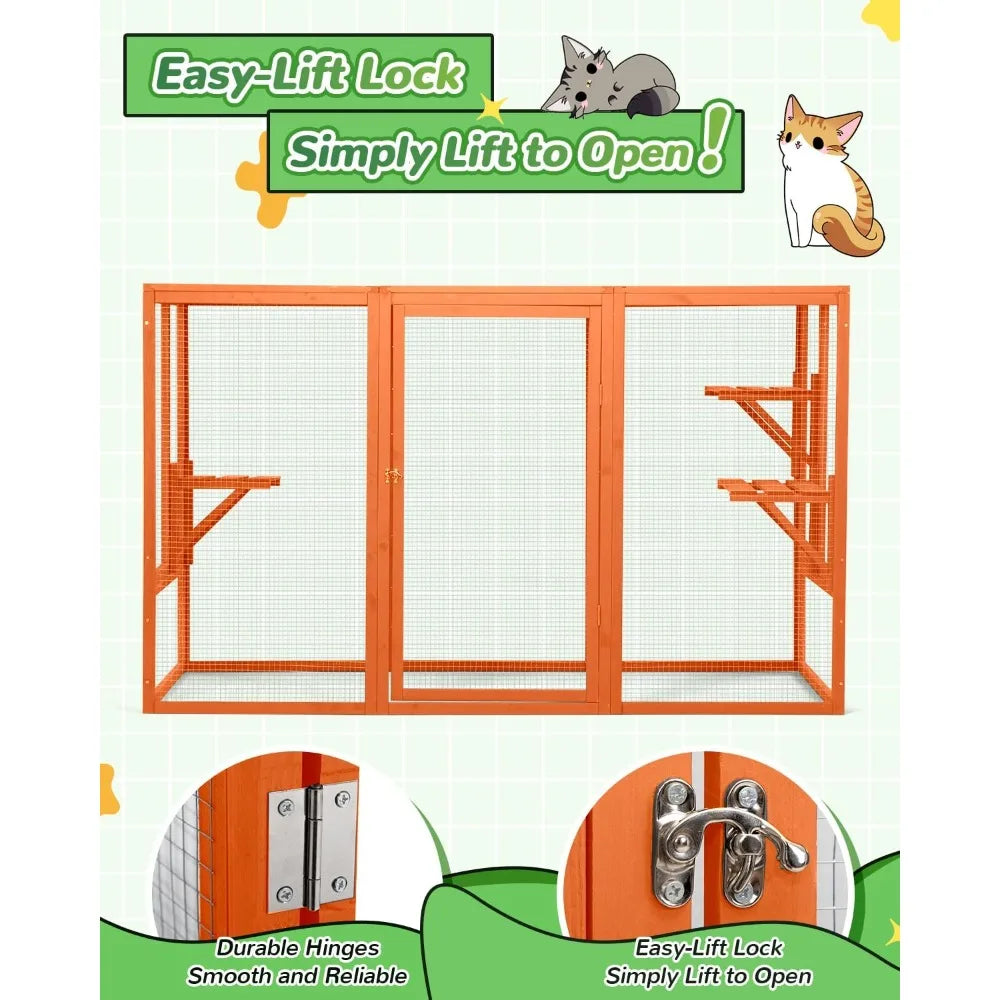 Cat Catio, 71 Outdoor Cat Enclosure, Weatherproof, Large Cat House Window Access, Outside Catico for Apartment Balcony, Cateo wi