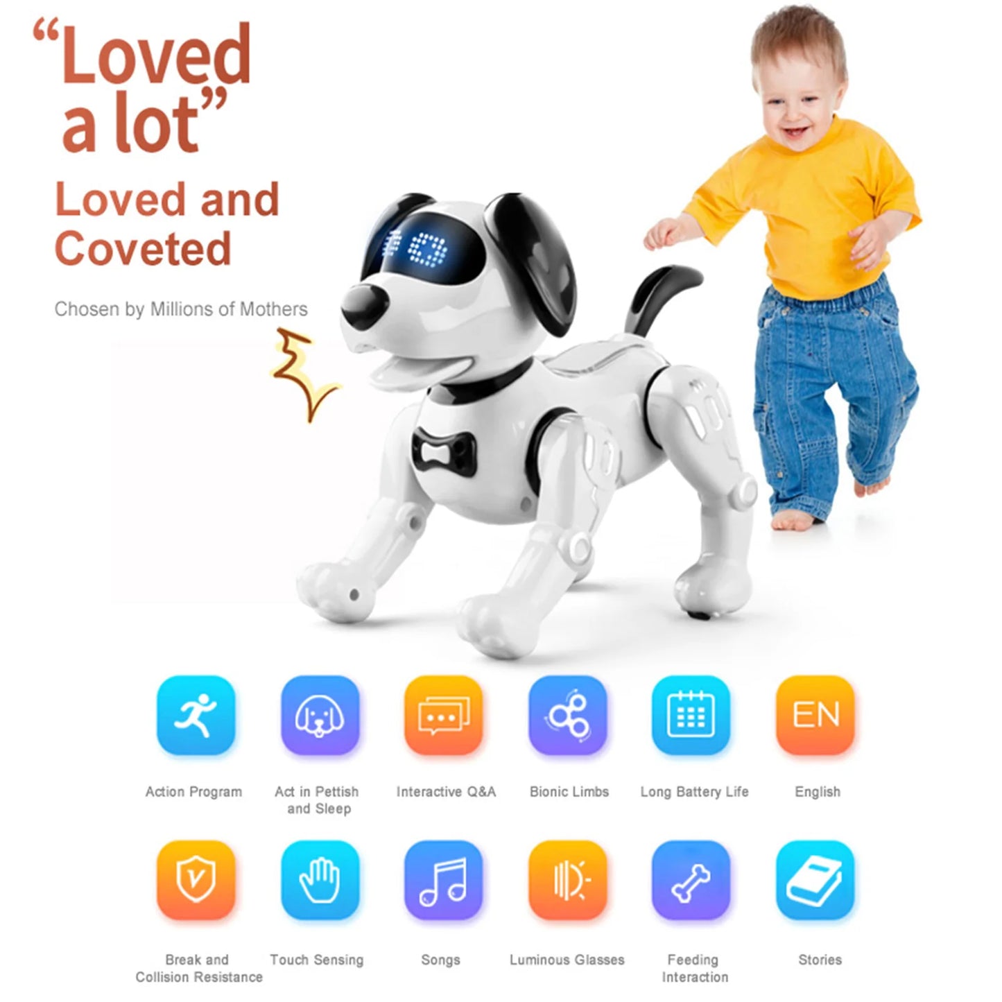 RC Robot Dog Electronic Walking Dancing Dog Intelligent Touch Remote Control Pet Dog Toy for Children's Toys Boys Girls Fun Gift