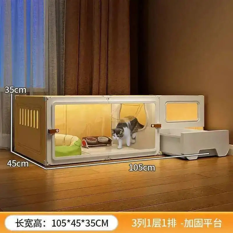 Luxury Cat Cage Cats Litter Box Integrated Cat House Modern Minimalist Large Free Space Household Indoor Cages for Cats