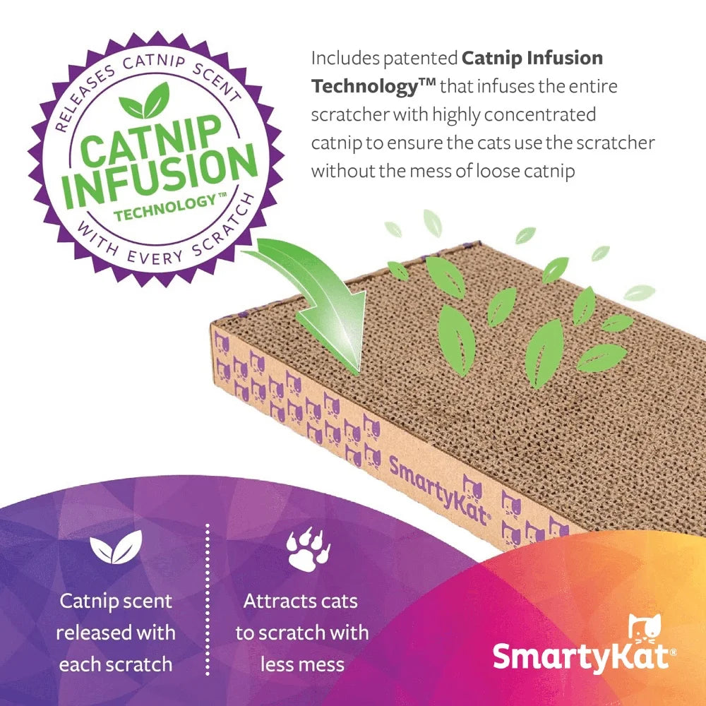 Angled Corrugated Cat Scratcher with Catnip Infusion Sustainable Material Healthy Claw Maintenance Ideal Cats and Kittens