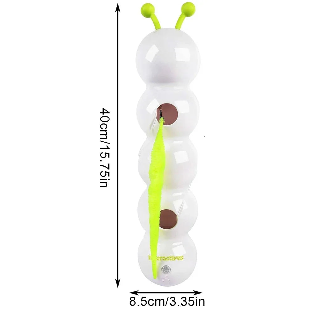 Intelligent Interactive Cat Toy Motion Activated Wack A Worm Post Toy With Tail Automatic Emerging from The Hole Teasing Cat Toy