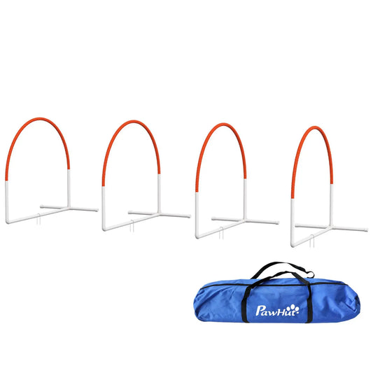For Dog Agility Kit Pet Obstacle Course Training Equipment Outdoor with Weave Poles, Carry Bag, Orange