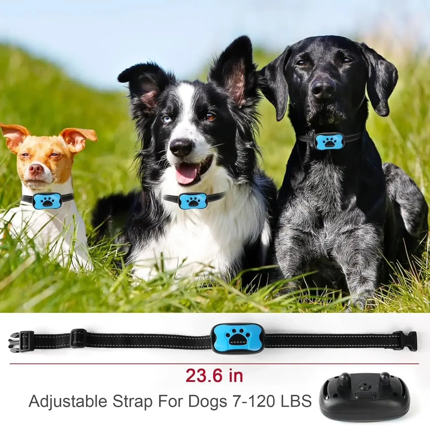 Pet Dog Barking Prevention Device USB Rechargeable Dog Training Collar Ultrasonic Anti-Bark Vibrating Collar