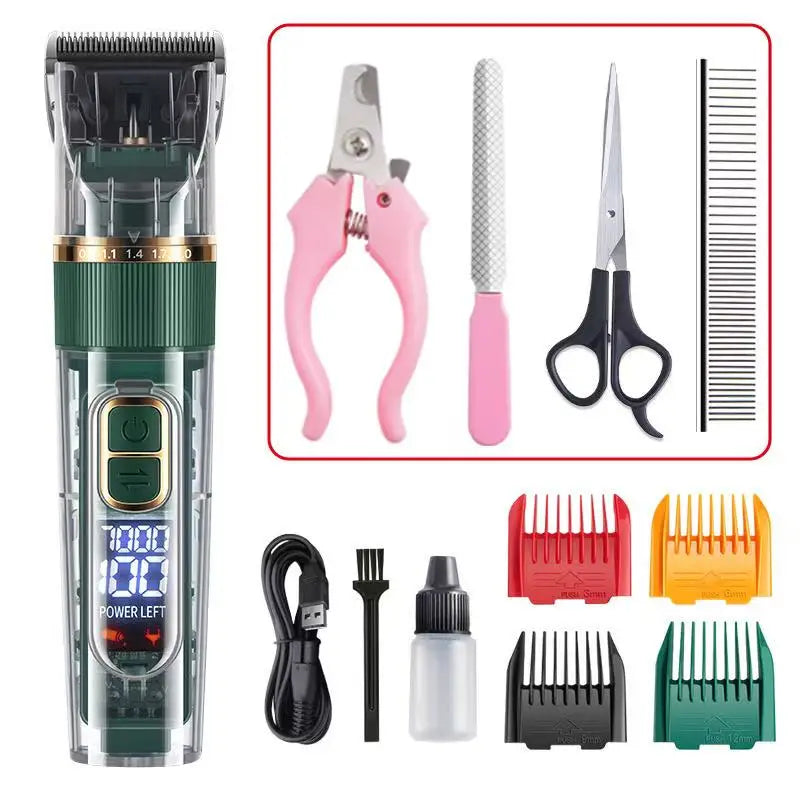 Dog Hair Clippers Grooming Haircut Trimmer Shaver Set IPX7waterproof Pets Cordless Rechargeable Professional Dog Clipper