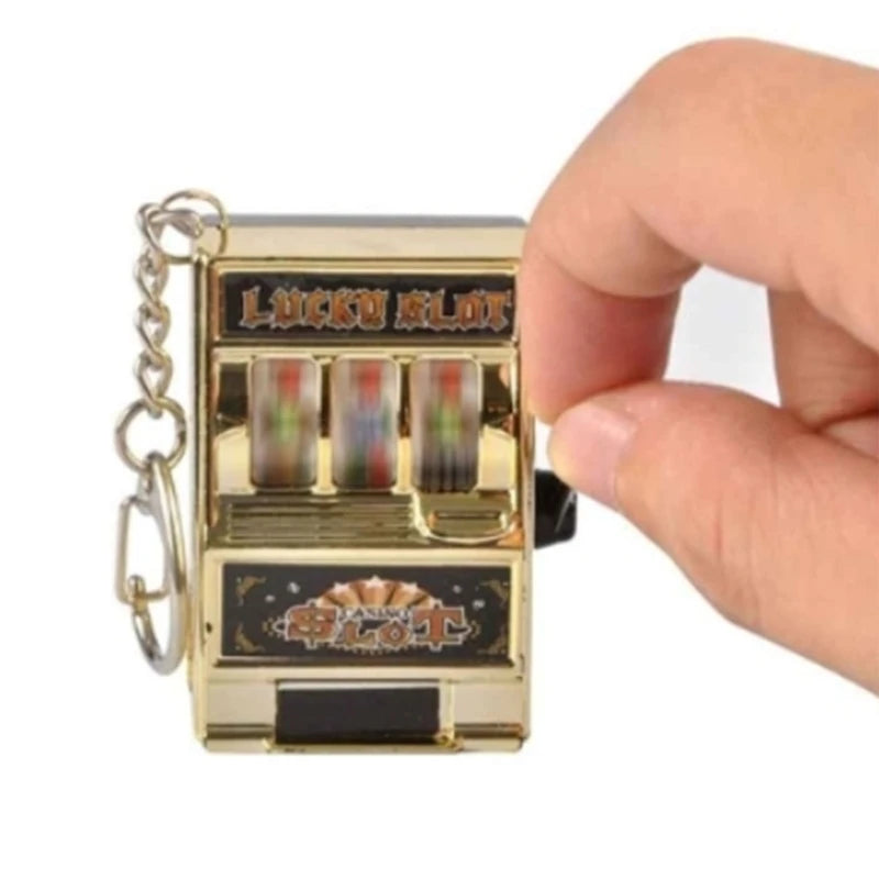 Fruit Slot Machine Keychain Lucky Charm Jackpot Keychains Mini Casino Pendant Bag Charm Novelty Gifts for Kids Adults