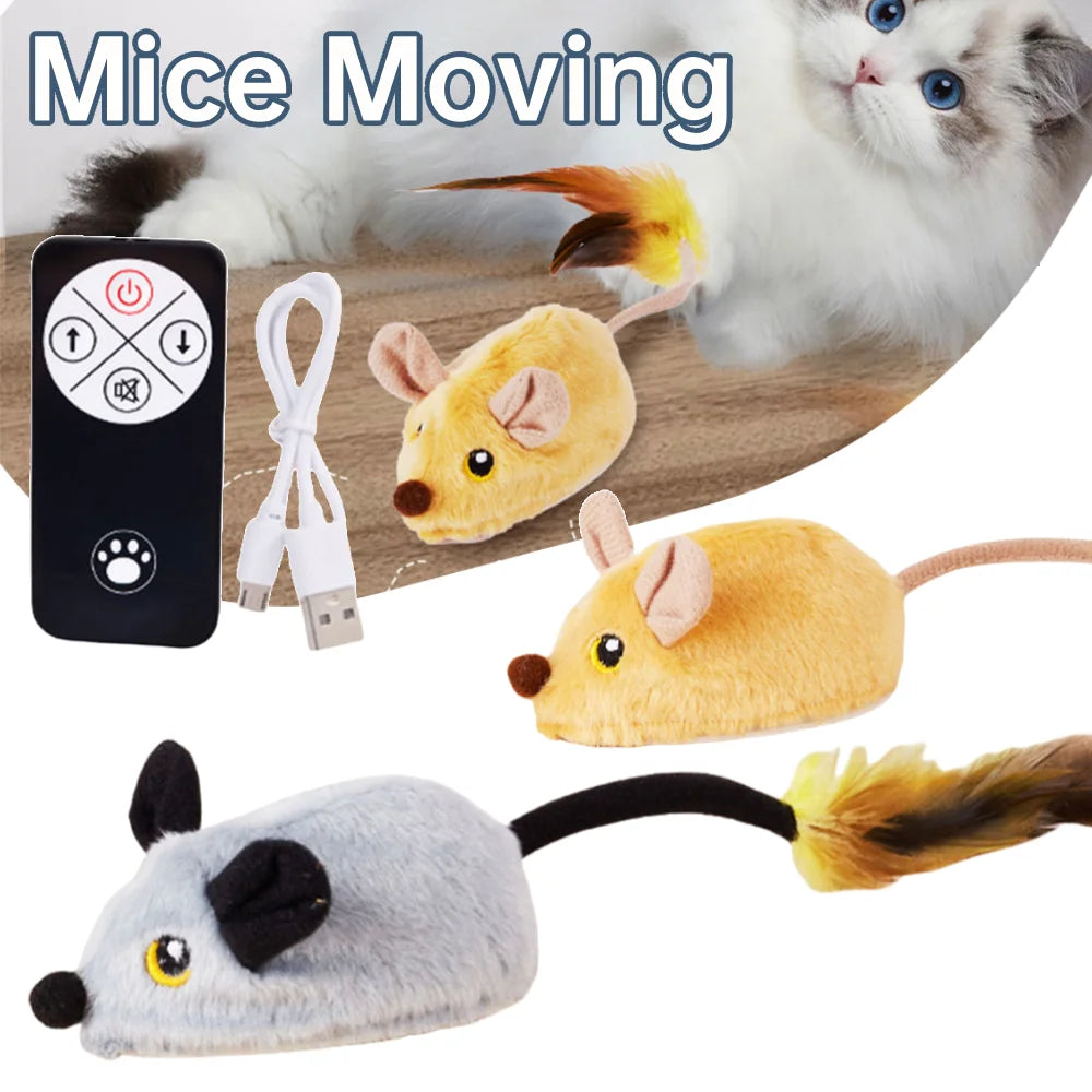 Mouse Moving Cat Toys Electronic Squeaky Cat Toys Moving Cat Mouse Toy for Kitten Indoor/Outdoor Exercise