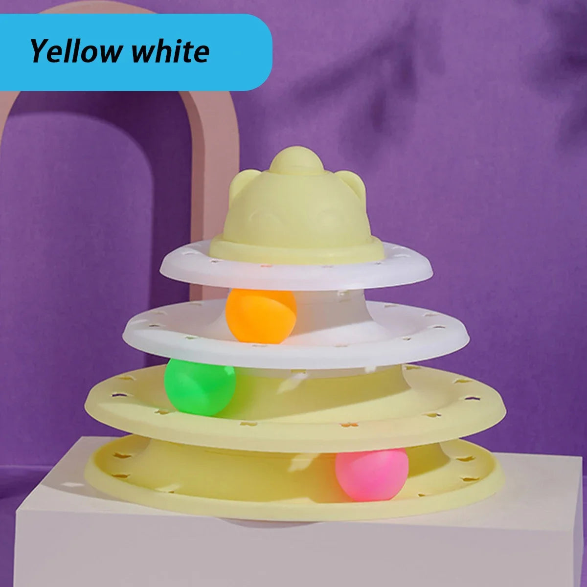 4 Levels Cat Toy Tower Turntable Roller Balls Toys Interactive Intelligence Training Track Puzzle Funny Games Accessories