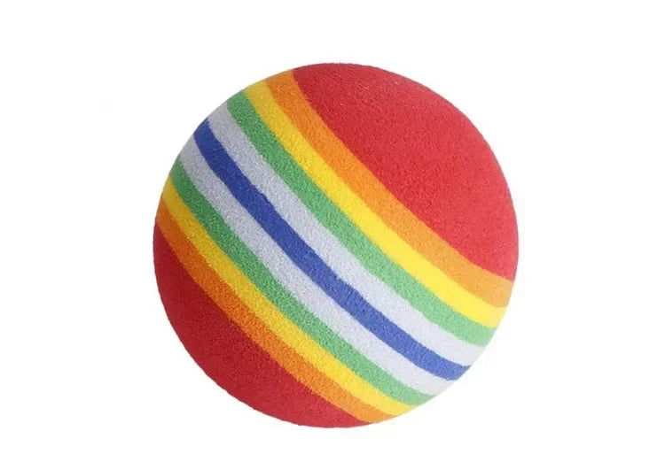 EVA Interactive Toy Ball Pet Cat Throwing Fun Rainbow Ball Chewing Rattle Scratching Foam Ball Dog Supplies Cat Toy