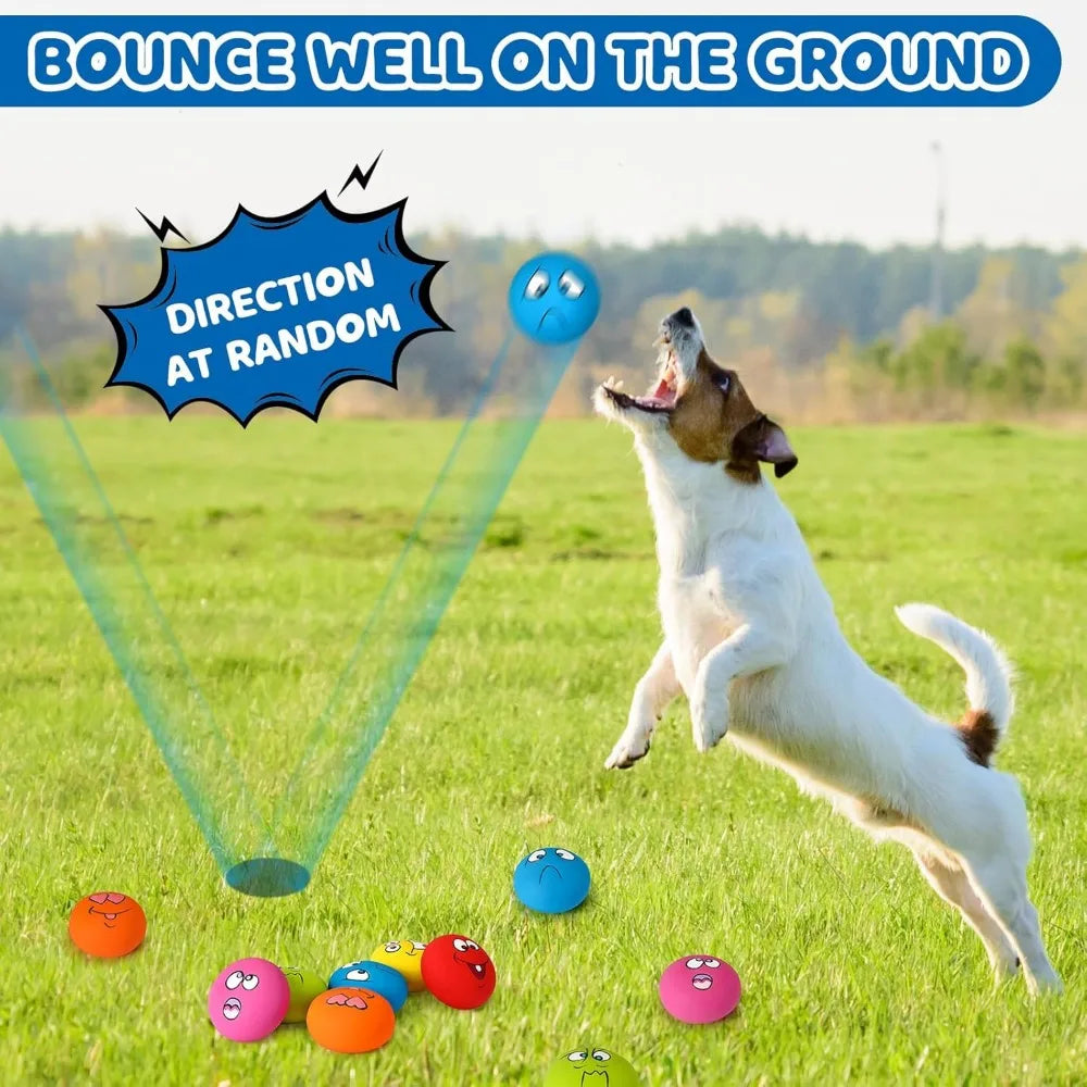 Jenaai 24 Pieces Funny Face Squeaky Dog Toys Latex Soft Toys Emoticon Dog Squeaky Ball Interactive Balls Fetch Play Toy for Smal