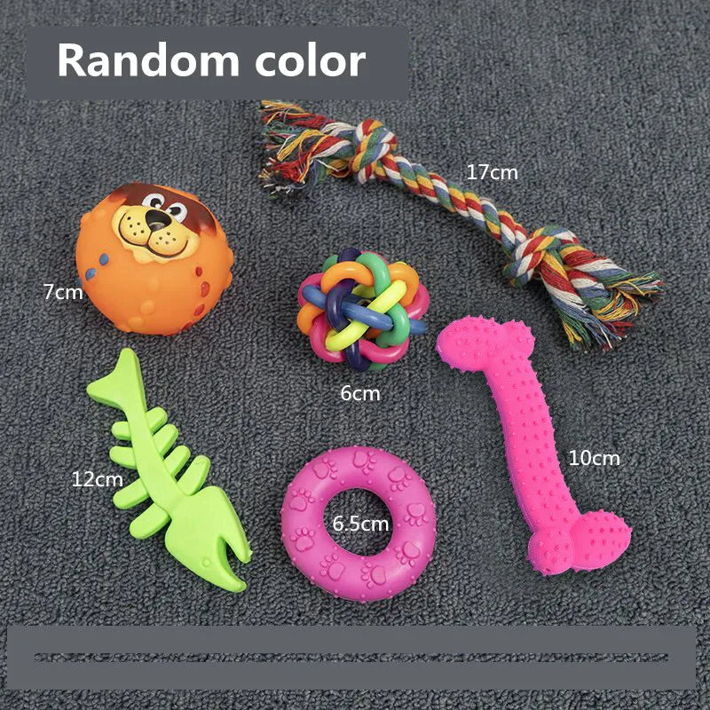New Dog Toys Pet Ball Bone Rope Squeaky Plush Toys Kit Puppy Interactive Molar Chewing Toy for Small Large Dogs Pug Supplies
