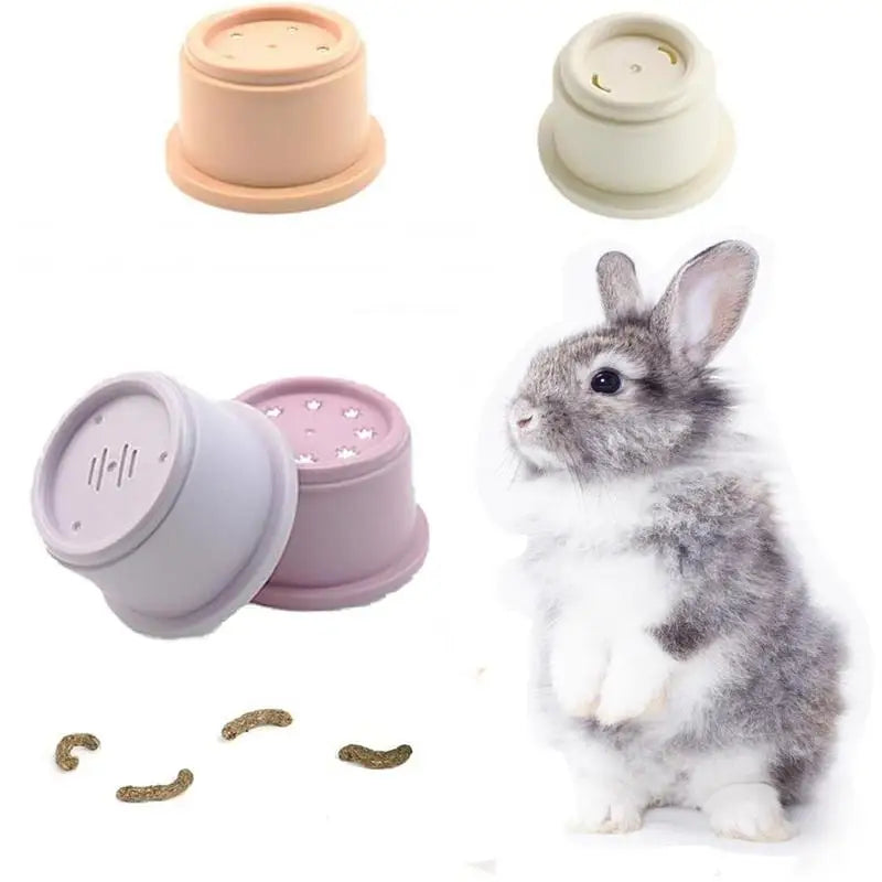 Stacking Cups Toy For Rabbits Multi-Colored Reusable Small Animals Puzzle Toys For Hiding Food Playing Bunny Accessories Pet