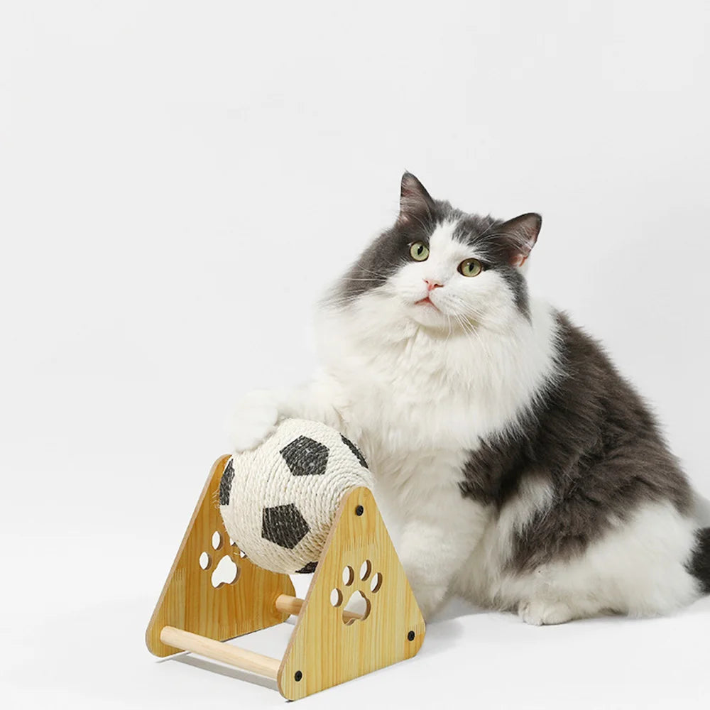 Sisal Ball Cat Scratcher - Vertical Football-Shaped Cat Tree, Durable Claw Grinder, Non-Shedding Self-Play