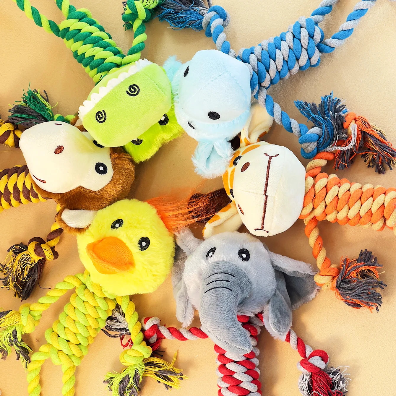 Cute Plush Dog Rope Toy Durable Chew & Squeaky Pet Toy for Aggressive Chewers, Fun Interactive Play for Puppies & Dogs