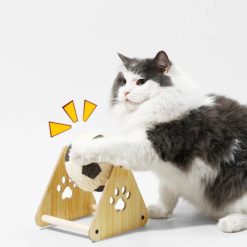 Sisal Ball Cat Scratcher - Vertical Football-Shaped Cat Tree, Durable Claw Grinder, Non-Shedding Self-Play