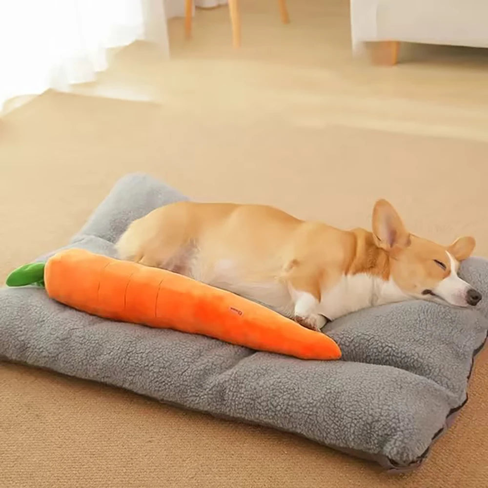 Durable Plush Carrot Dog Chew Toy with Squeaker Sound - Interactive Vegetable Pet Toys for Small Medium Large Dogs Accessories