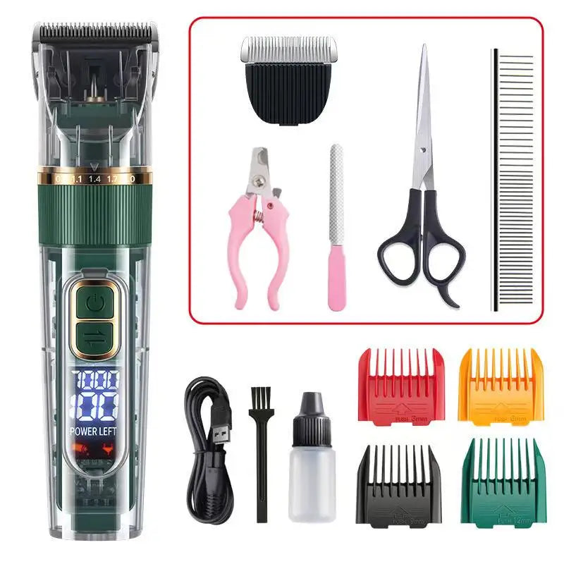 Dog Hair Clippers Grooming Haircut Trimmer Shaver Set IPX7waterproof Pets Cordless Rechargeable Professional Dog Clipper
