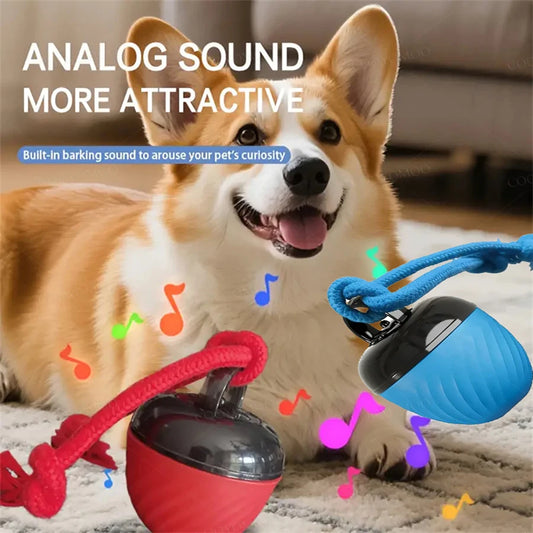 Interactive Smart Dog Balls Toys Sport Bite Resistant USB Charging Tail Rope Mobile Ball with Light Barking for Small/Medium Dog