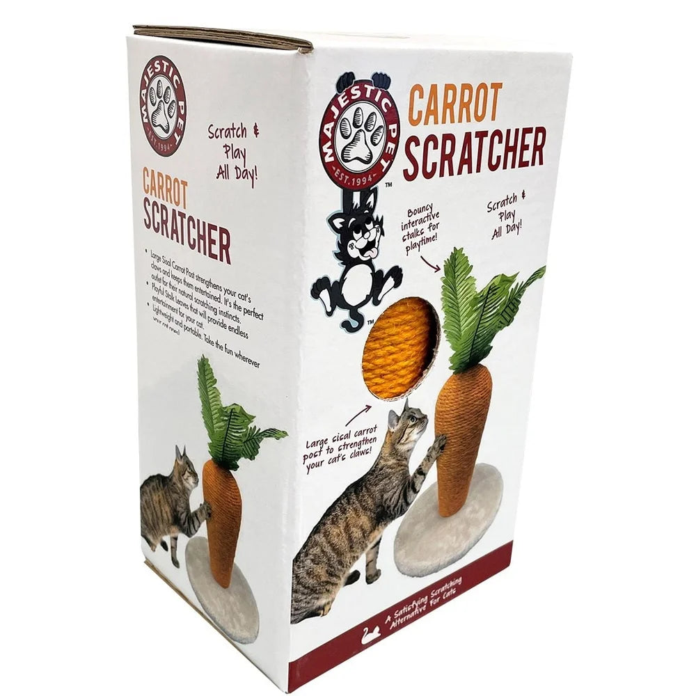 Interactive Carrot Cat Scratching Post with Sisal Rope Engaging Toy Durable Lightweight Freestanding Design Perfect Indoor Cats