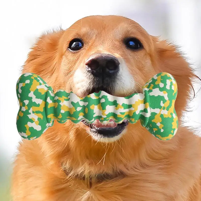 Rubber Dog Toys Bite-Resistant Chewing Bone Balls Chewing Interactive Fetch Throw Toys Vibrant Colors Teeth Cleaning And