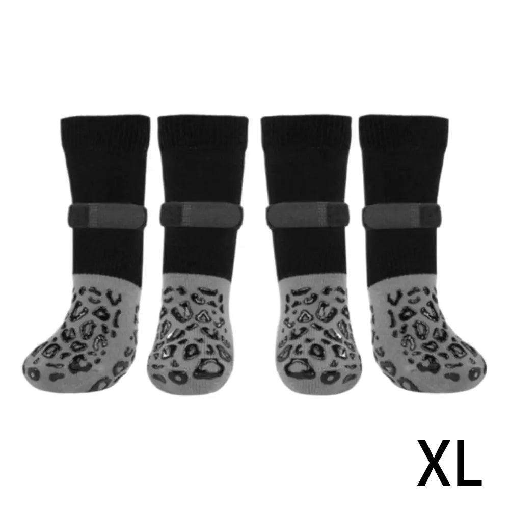 4Pcs/set Anti Slip Dog Socks with Straps Traction Control for Indoor on Hardwood Floor Wear Pet Paw Protector for Small Dogs Pet