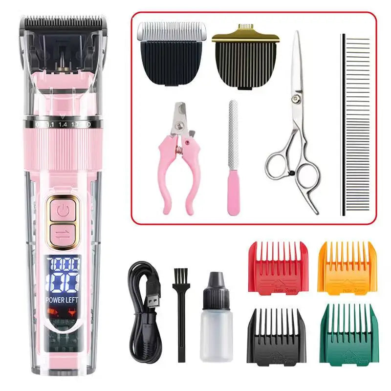 Dog Hair Clippers Grooming Haircut Trimmer Shaver Set IPX7waterproof Pets Cordless Rechargeable Professional Dog Clipper