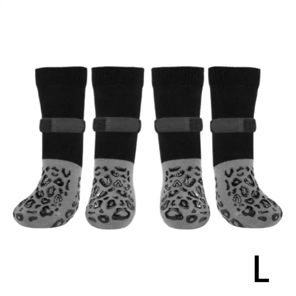 4Pcs/set Anti Slip Dog Socks with Straps Traction Control for Indoor on Hardwood Floor Wear Pet Paw Protector for Small Dogs Pet