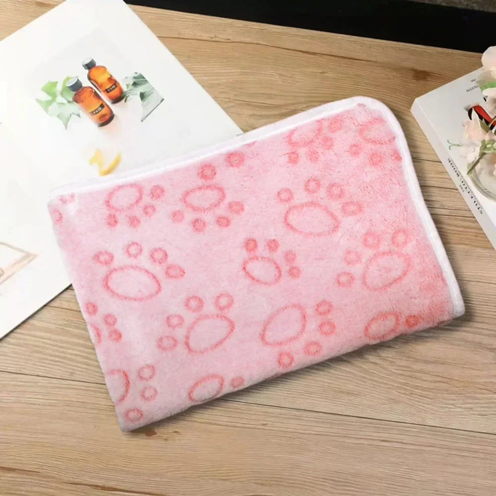 Dog Blanket Washable Fuzzy Soft Pet Mat Throw Cover for Kennel Crate Bed Cute Paw Pattern Puppy Cat Bed Blanket Mat Pet Blankets